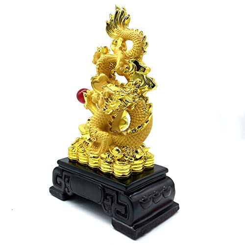 FUNSXBUG 11 Inch Chinese Feng Shui Dragon Statue Sculpture Figurines Feng Shui Decor Home Office Decoration Tabletop Decor Ornaments Good Lucky Gifts - Image 3