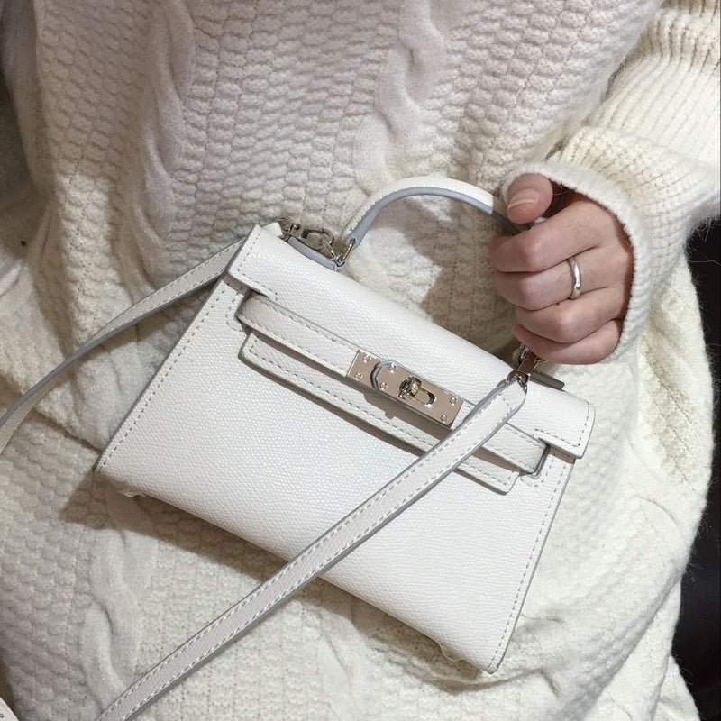 2025 New Trendy Second-Generation Genuine Leather Women's Bag, Fashionable Kelly Bag, Mini Small Bag, Shoulder Crossbody Handbag, Kelly Bag - Image 1