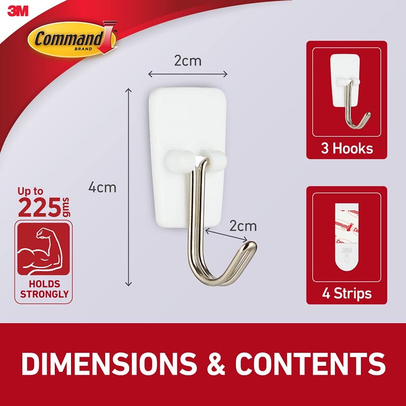 Command Command Small Wire Wall Hooks Up to 225Gms Holds Strongly Reusable Adhesive Hooks for Wall Mult - Image 4