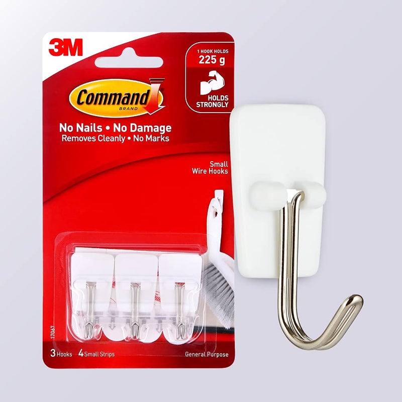 Command Command Small Wire Wall Hooks Up to 225Gms Holds Strongly Reusable Adhesive Hooks for Wall Mult - Image 2