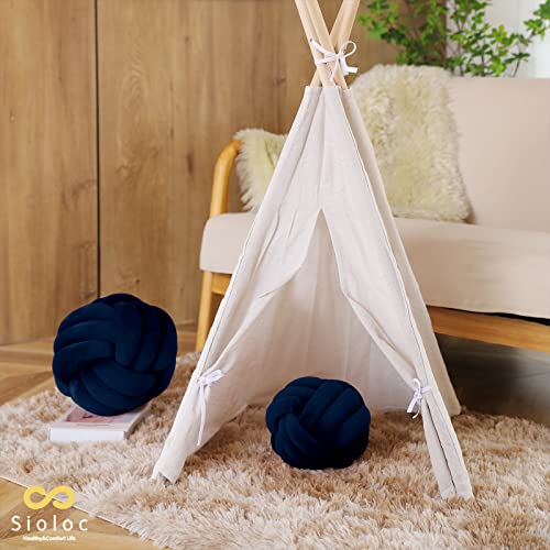 Sioloc Soft Knot Ball Pillows,Round Throw Pillow Cushion Home Decoration Plush Pillow,Throw Knotted Pillow Handmade Round Plush Pillow（13.7inches,Navy） - Image 5