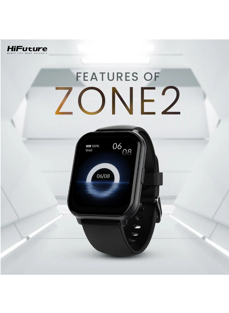 HiFuture Zone2 1.96 Inch Ips Display Bt Calling Smart Watch - Black - Image 2