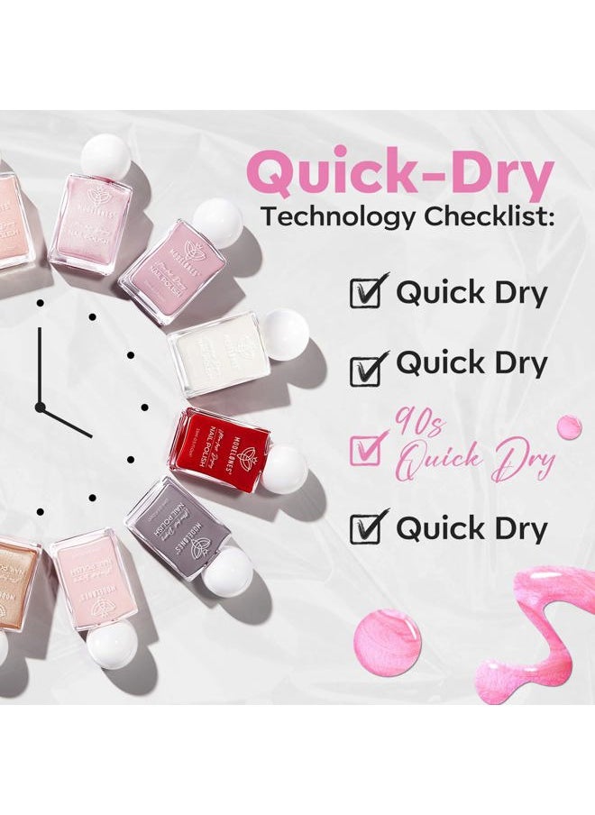 modelones - Quick Dry Nail Polish, Diamond Pink Shine Fast Drying Nail Lacquer, 15 ml Fall Winter Air Dry Nail Art DIY Home Salon Long Last Manicure Gift for Women Girls 0.5 Fl Oz - Image 1