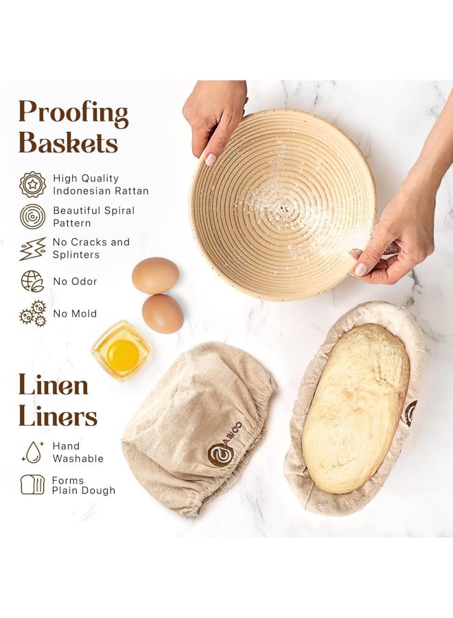 Bread Baking Supplies Rattan Banneton Fermentation Basket Tools Suit-Specifications:Fermentation Basket Tool Set-- Bk006 (oval + Round Fermentation Basket) - Image 3
