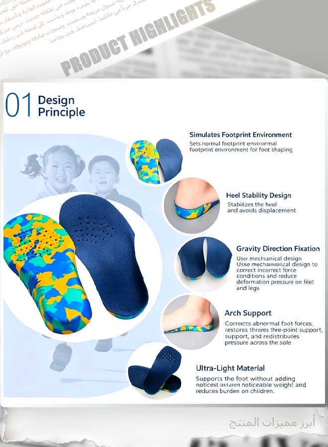 Kids Orthopedic Arch Support Insoles for Flat Feet - 23.5CM (Size 35-37) Corrective Insoles for Children with X/O Legs and In-toeing/Out-toeing, Breathable Comfort Shoe Pads - Image 3