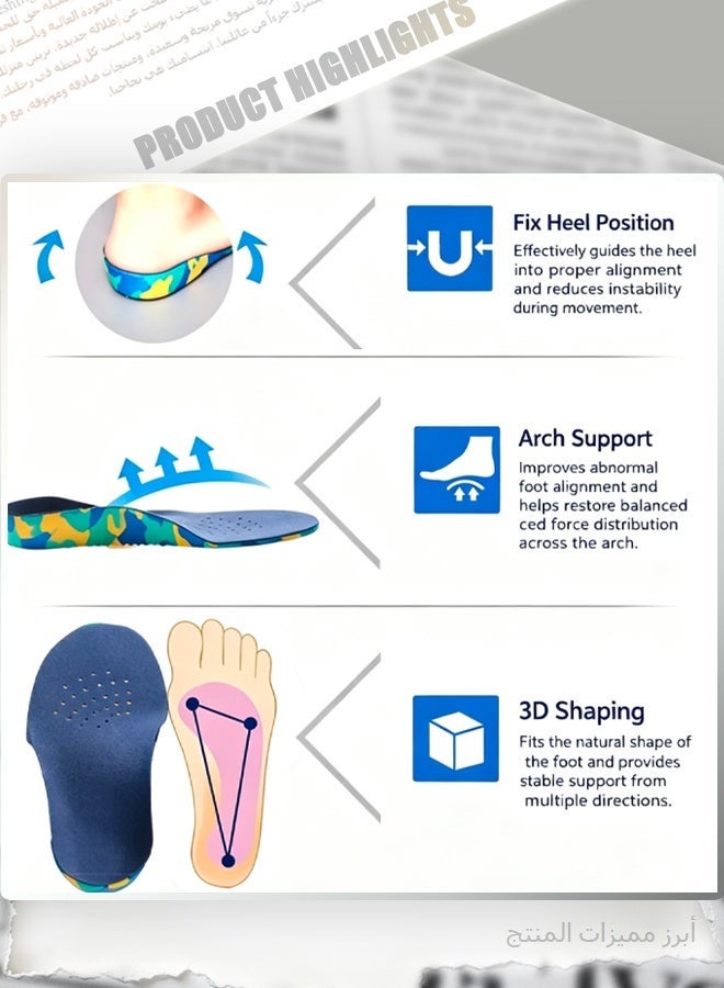Kids Orthopedic Arch Support Insoles for Flat Feet - 23.5CM (Size 35-37) Corrective Insoles for Children with X/O Legs and In-toeing/Out-toeing, Breathable Comfort Shoe Pads - Image 4