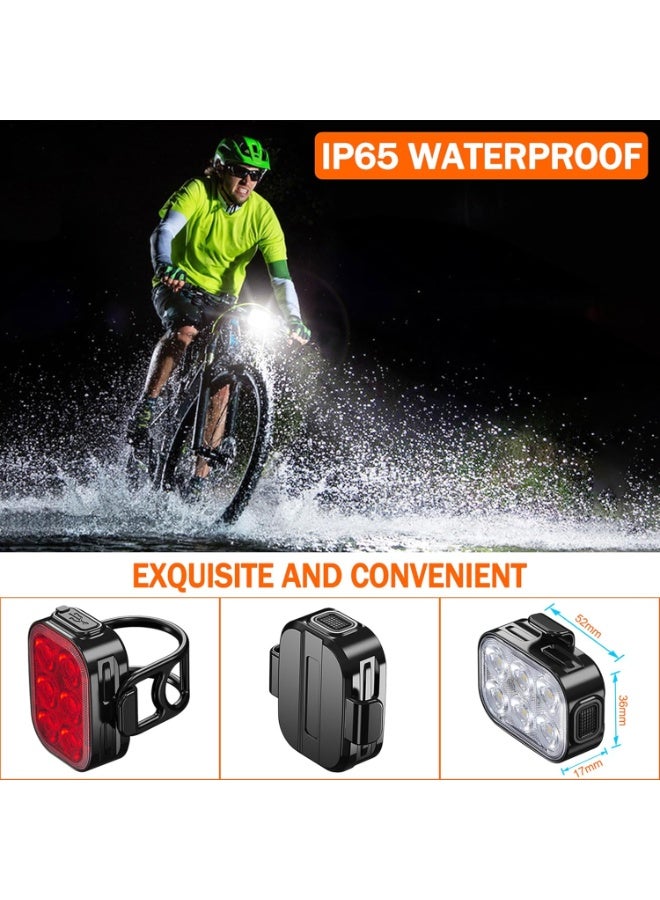 Soofam Bike Lights, Combination of Bike Front Light and Tail Light, IP65 Waterproof USB Charging, Equipped with 6 Ultra-Bright LED Beads, 4+6 Lighting Modes, Suitable for Riding at Night. - Image 4