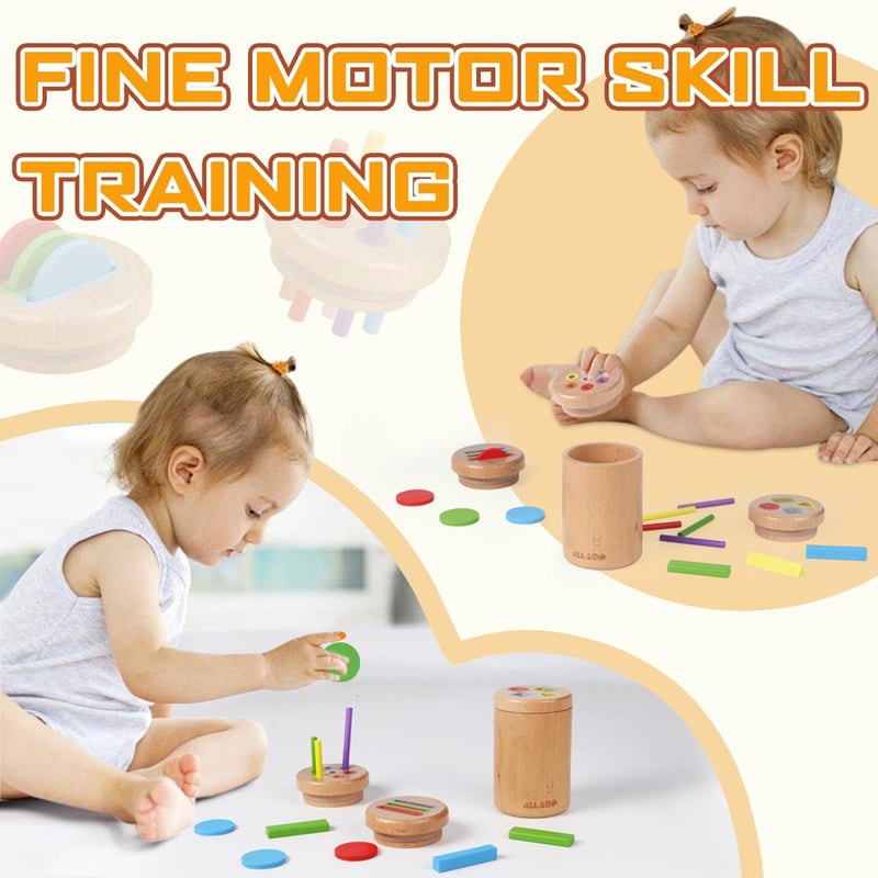 ALLABC 3-in-1 Montessori Color Sorting Toys for 1 2 3 Year Old, Preschool Learning Activities, Wooden Educational Sensory Toys for Toddlers 1-3, Montessori Fine Motor Skills Toy for Age 18 Month Old - Image 3