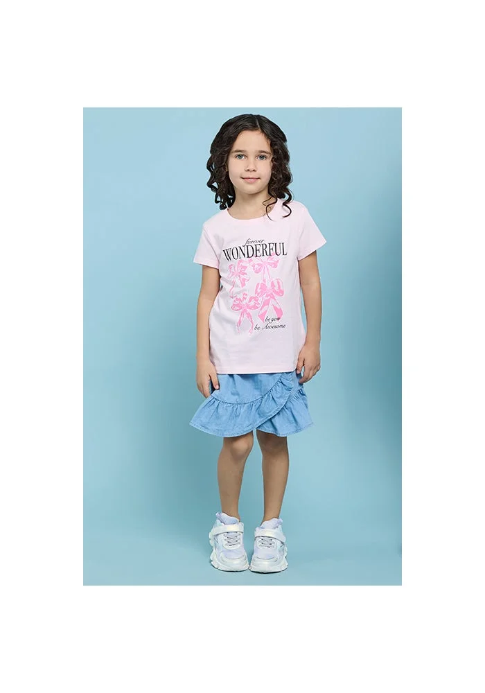 R&b Printed T-Shirt with Crew Neck and Short Sleeves