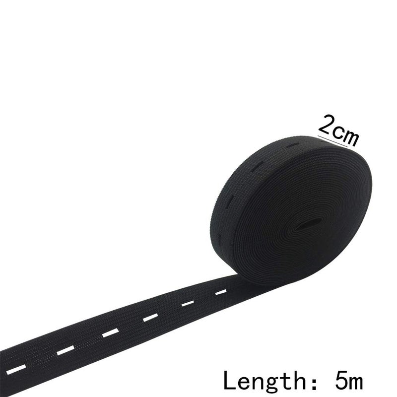 HYHP 2 Packs Elastic Bands Spool Sewing Bands Elastic Band for Sewing Elastic Elastic Waist Band, Elastic Cord with Buttonhole (White and Black) - Image 3