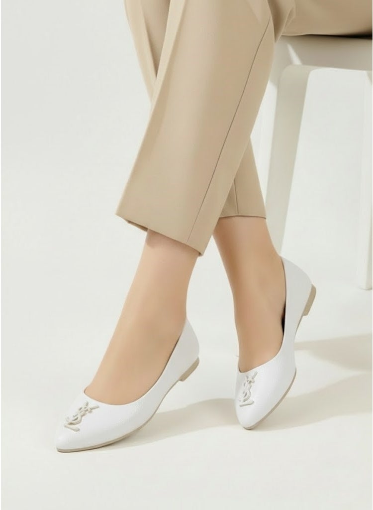 LIFESTYLISH Ballerina Flat Leather BN-511 - White - Image 1