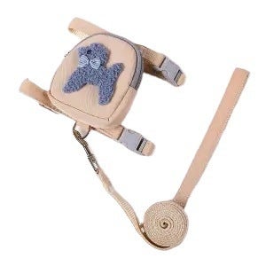 Generic Cat Small Dog Traction Rope Anti-break Adjustable Backpack Style Four Seasons Cat Dog Walking Rope Home Traction Rope Apricot backpack style