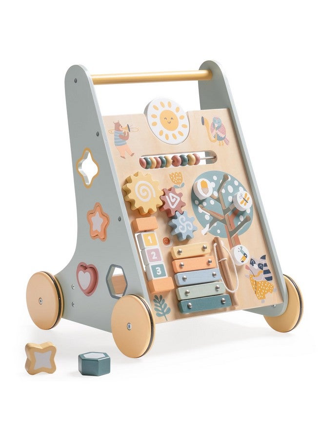 ROBUD Wooden Baby Walker Baby Push Walker With Activity Center And Storage For Boys And Girls Learning To Stand And Walk - Image 1