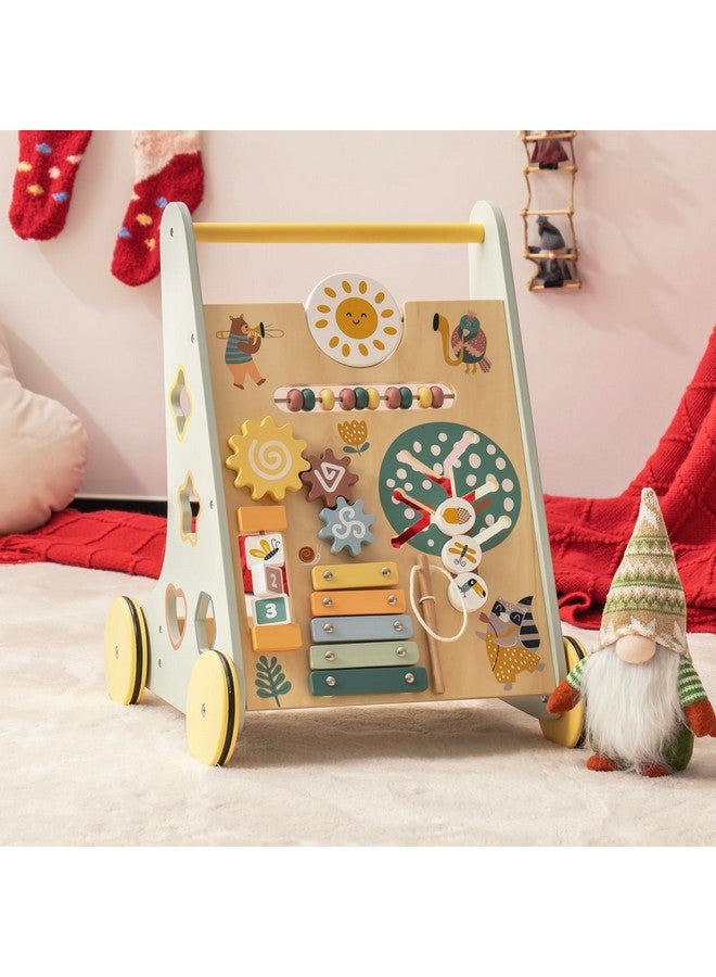 ROBUD Wooden Baby Walker Baby Push Walker With Activity Center And Storage For Boys And Girls Learning To Stand And Walk - Image 2