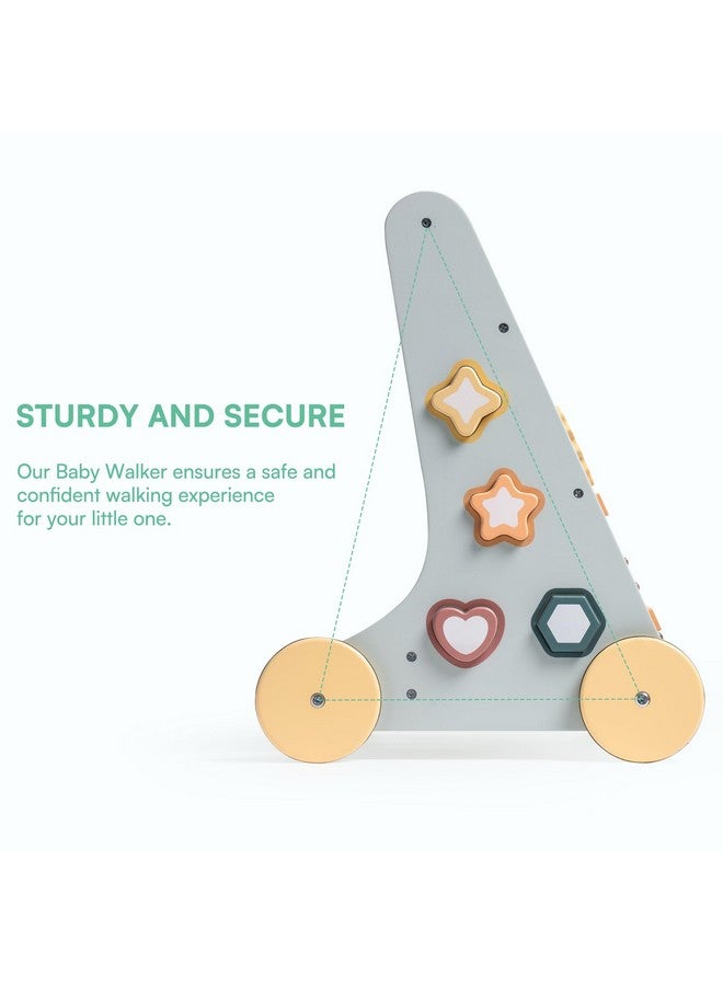 ROBUD Wooden Baby Walker Baby Push Walker With Activity Center And Storage For Boys And Girls Learning To Stand And Walk - Image 5