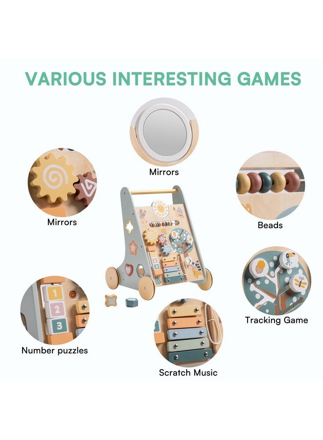 ROBUD Wooden Baby Walker Baby Push Walker With Activity Center And Storage For Boys And Girls Learning To Stand And Walk - Image 3