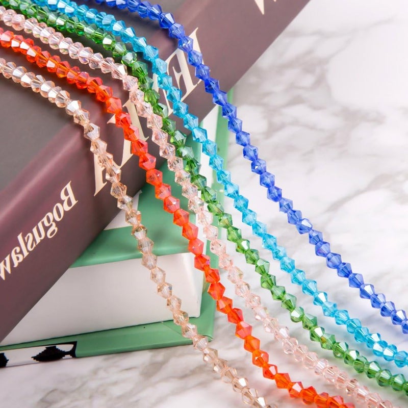 LONGWIN Lot 1800pcs Glass Bicone Beads - Wholesale 4mm Bicone Shaped Crystal Faceted Beads Jewelry Making Supply for DIY Beading Projects, Bracelets, Necklaces, Earrings & Other Jewelries (Color 2) - Image 5