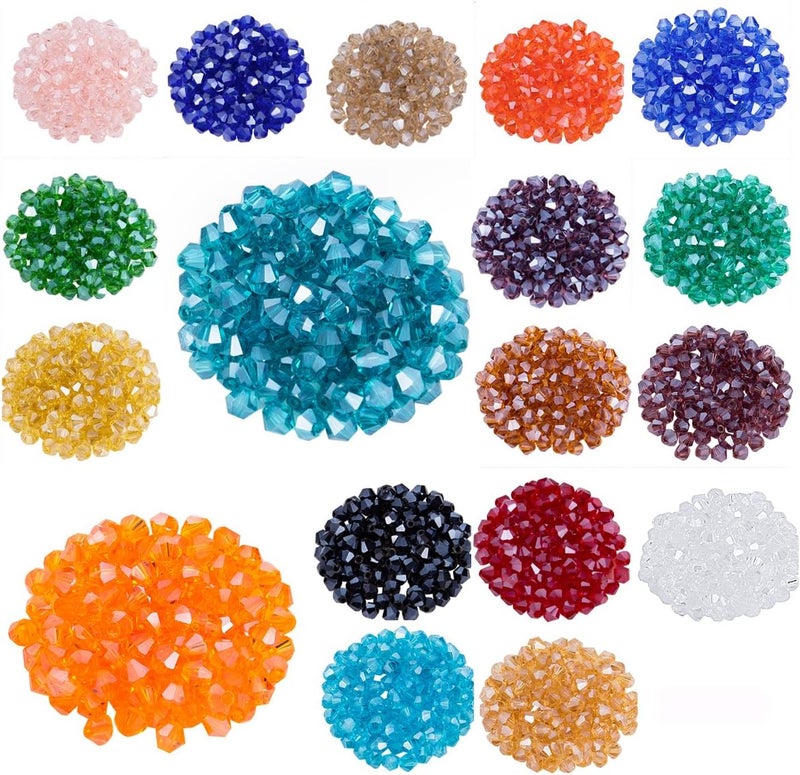 LONGWIN Lot 1800pcs Glass Bicone Beads - Wholesale 4mm Bicone Shaped Crystal Faceted Beads Jewelry Making Supply for DIY Beading Projects, Bracelets, Necklaces, Earrings & Other Jewelries (Color 2) - Image 1