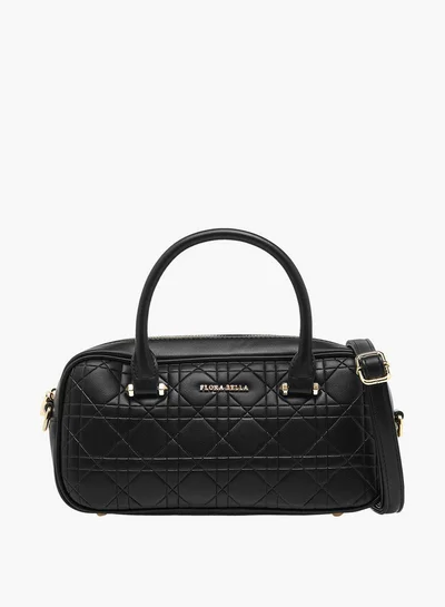Flora Bella By Shoexpress Quilted Crossbody Bag with Detachable Strap and Zip Closure