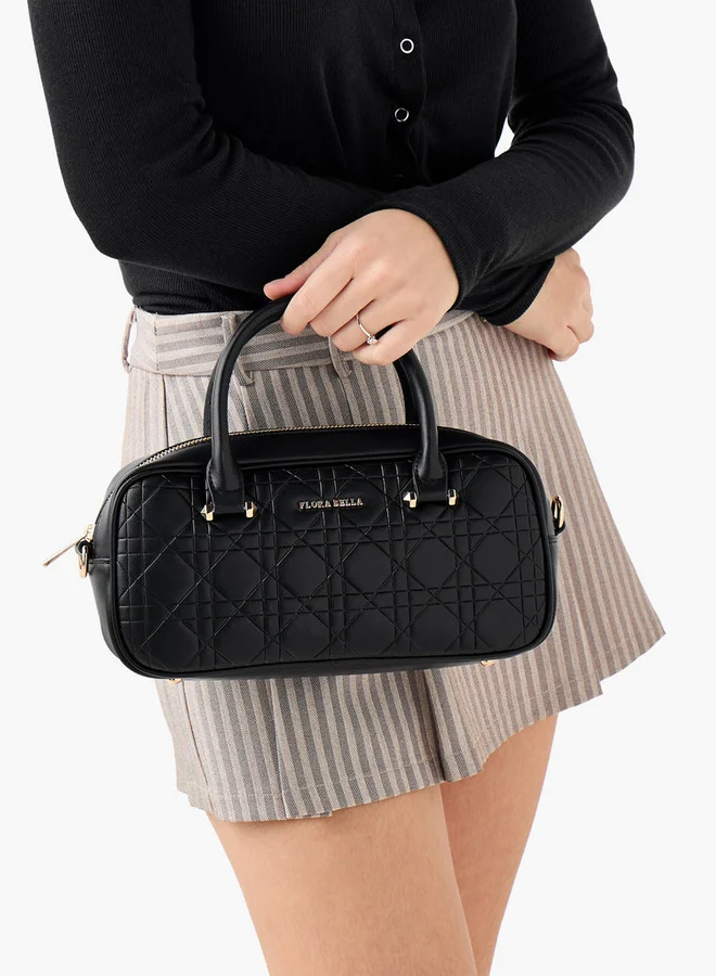 Flora Bella By Shoexpress Quilted Crossbody Bag with Detachable Strap and Zip Closure