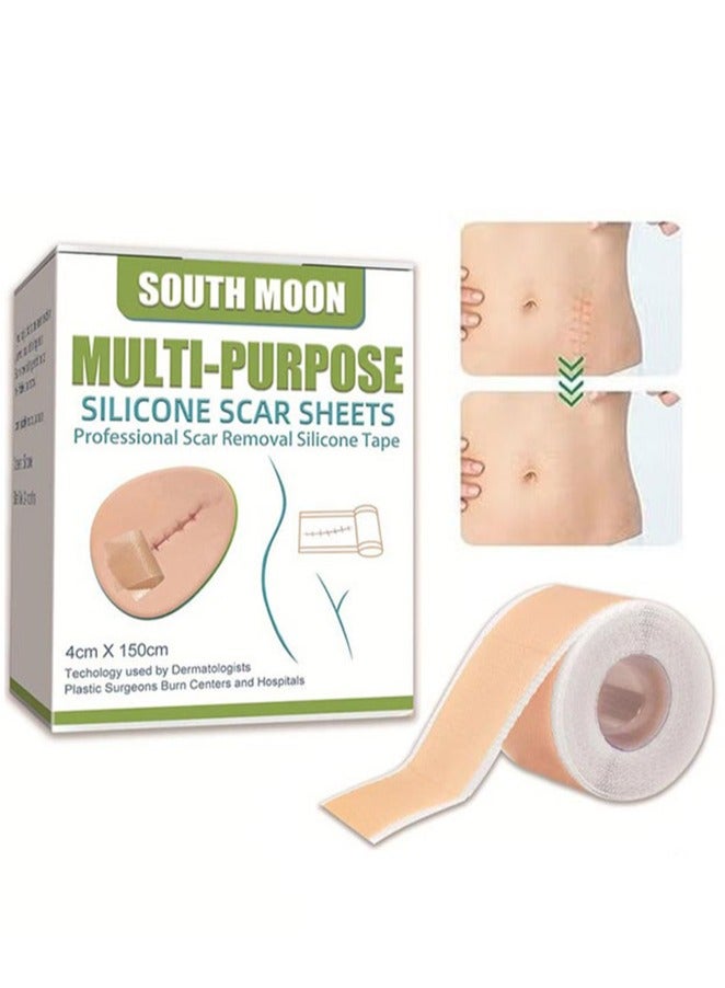 Silicone Scar Patch, Fade Scar Sticker, Efficient Beauty Scars Removal Cesarean Section Burn Scars Left Behind Gel Painless Tape Roll (4cm * 1.5m)