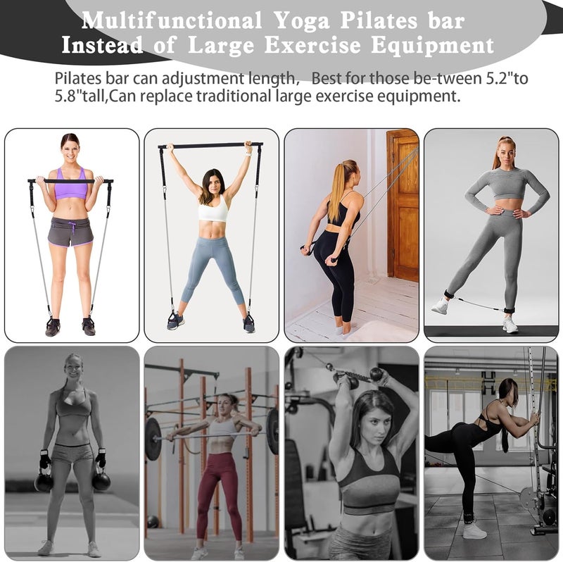 Bbtops Pilates Bar Kit with Resistance Bands,Pilates Bar with Stackable Bands Workout Equipment for Legs,Hip,Waist and Arm,Exercise Fitness Equipment for Women & Men Home Gym Yoga Pilates - Image 3