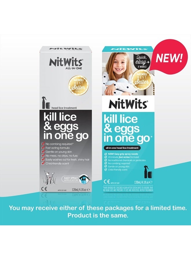 NitWits All-in-One Head Lice Treatment Spray, Kills Nits & Eggs, Includes Lice Spray 120ml & Nit Comb - Image 2