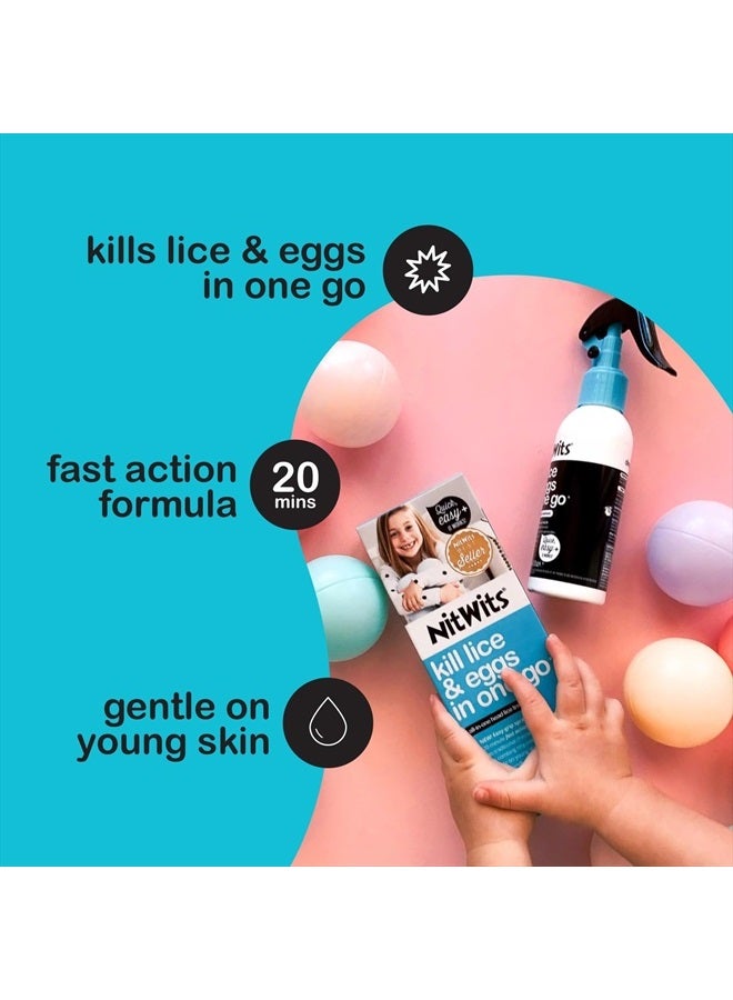 NitWits All-in-One Head Lice Treatment Spray, Kills Nits & Eggs, Includes Lice Spray 120ml & Nit Comb - Image 3