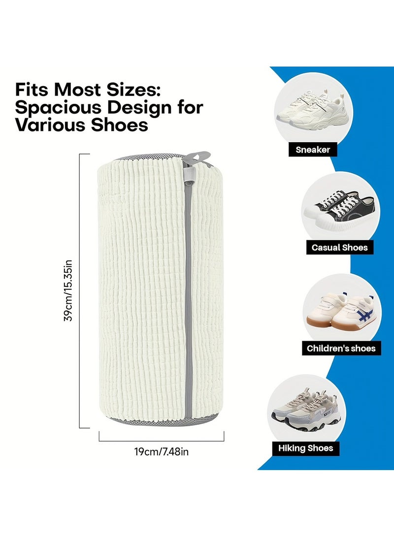 حقيبة غسيل أحذية من الألياف الناعمة بزاوية 360 درجة - حقيبة غسيل متينة قابلة لإعادة الاستخدام وقابلة للغسل في الغسالة بسحاب إغلاق، مصنوعة من قماش الشنيل المقاوم للبهتان والألوان الثابتة، مناسبة للأح - Image 2