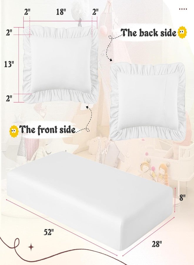KKJIAF 3 Piece Toddler Sheet Set Microfiber, Includes a Flat Sheet, a Fitted Sheet and a Ruffle Pillowcase, White - Image 5