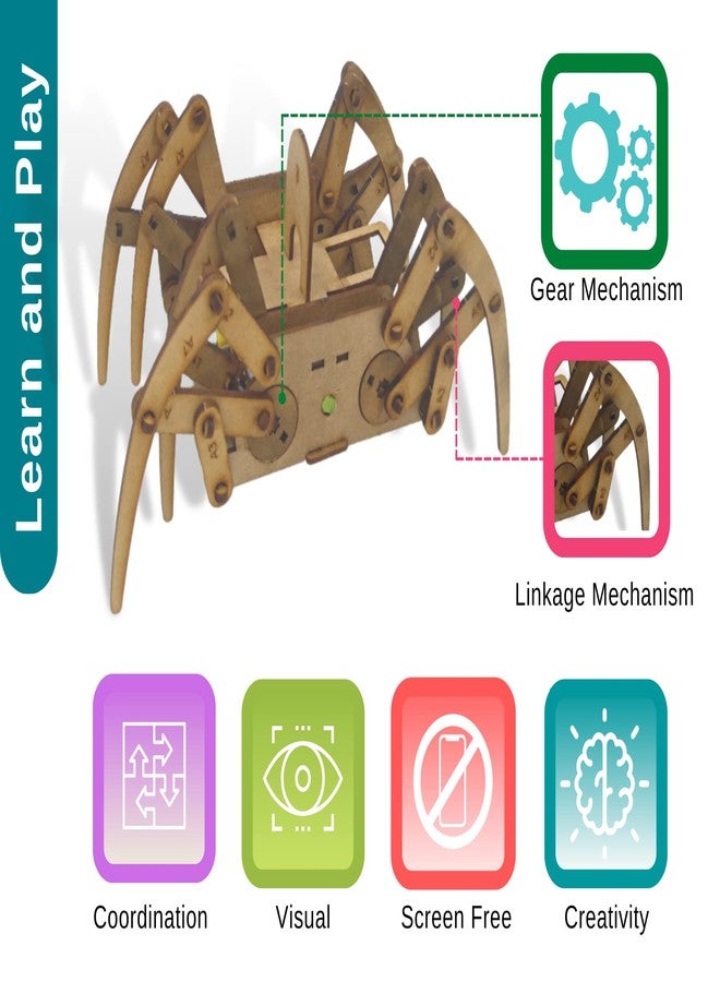 PotliBABA DIY Spider Robot Educational DIY STEM Kit, Skill Based Fun Toys, Educational & Assembly Game for Kids 6 to 18, Gifts Item for Girls and Boys, Science Engineering Project. - Image 2