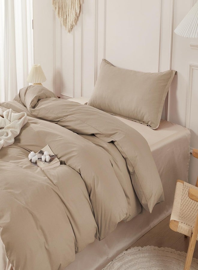 SAPHREAS طقم غطاء لحاف سافرياس بلون الجمل، طقم مفروشات قطنية مغسولة مسبقًا، طقم غطاء لحاف سادة، مقاس مفرد - Image 1
