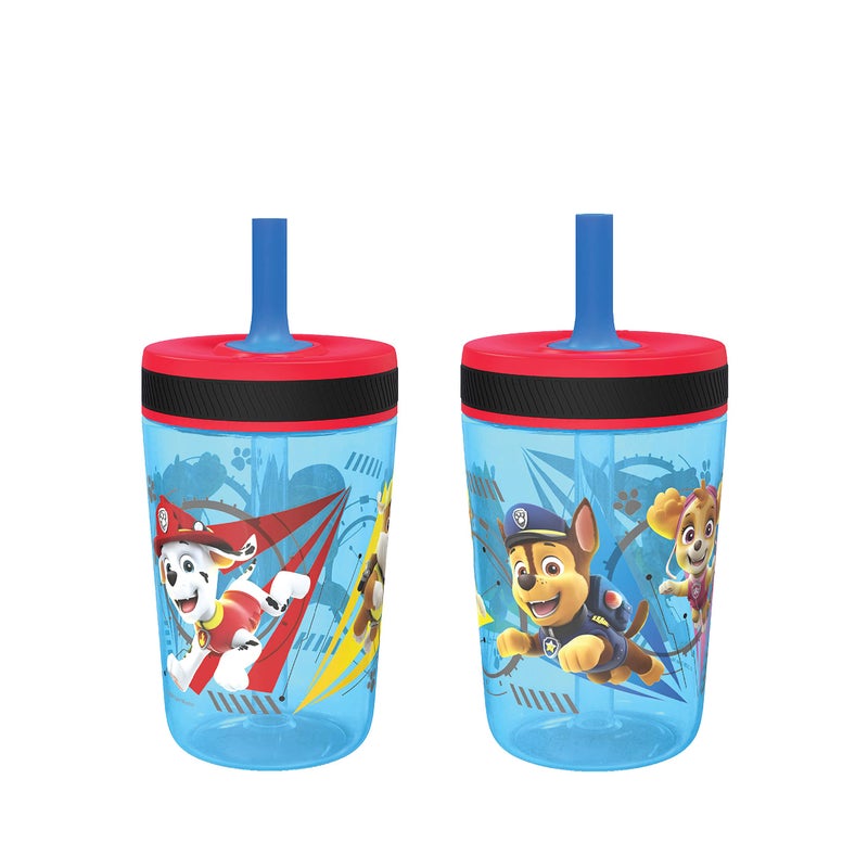 Zak Designs Kelso Tumbler 15 oz Set (Paw Patrol - Chase & Marshall 2pc Set) Toddlers Cups Leak-Proof Screw-On Lid with Straw Made of Durable Plastic and Silicone, Perfect Cup for Kids - Image 1
