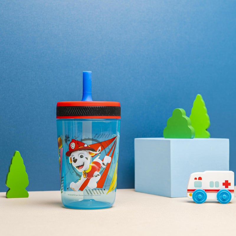 Zak Designs Kelso Tumbler 15 oz Set (Paw Patrol - Chase & Marshall 2pc Set) Toddlers Cups Leak-Proof Screw-On Lid with Straw Made of Durable Plastic and Silicone, Perfect Cup for Kids - Image 2