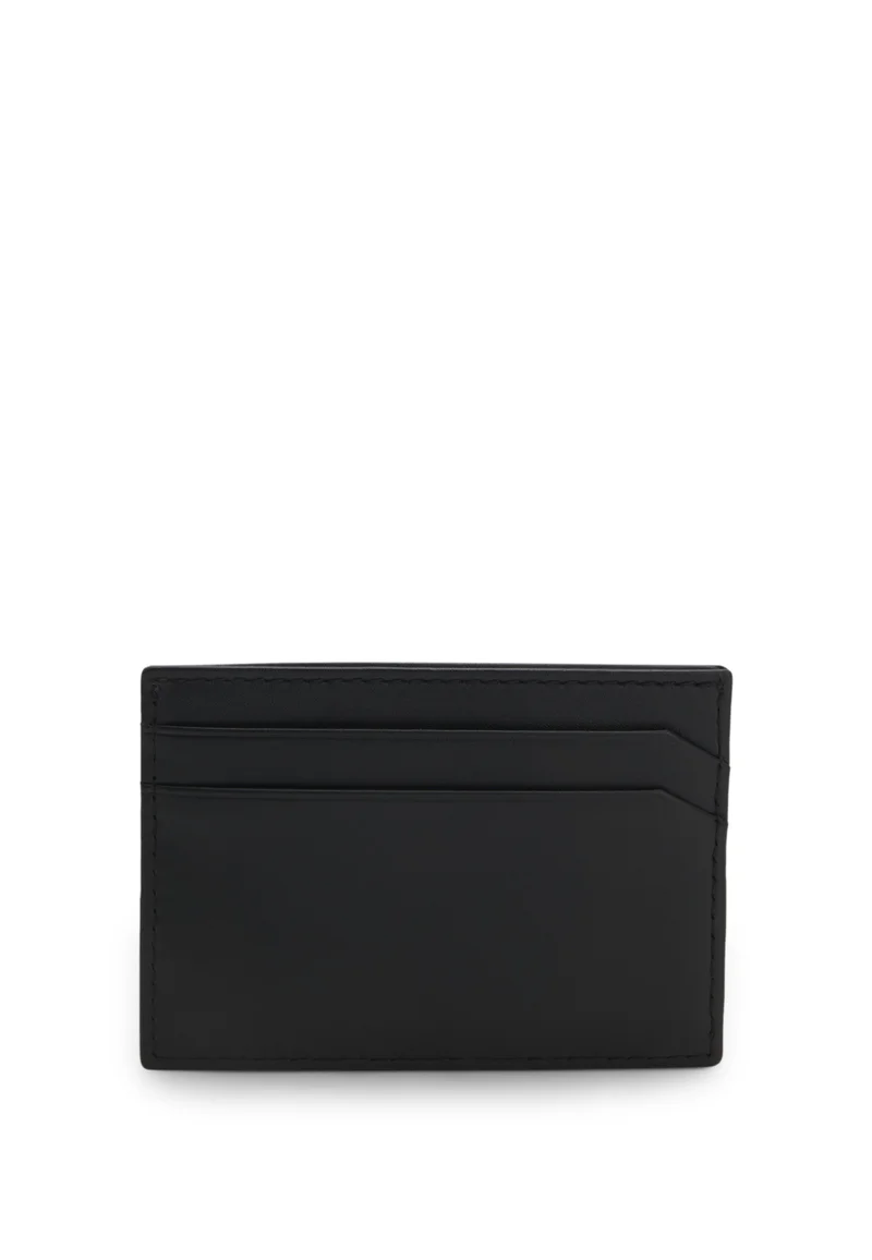 هوجو حافظة بطاقات جلدية بشعار مكدس بالرقائق الحمراء