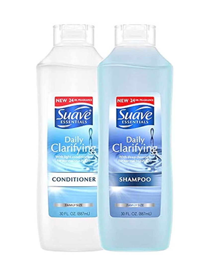 Suave - Essentials Daily Clarifying Shampoo and Conditioner Set 30 Oz. Each - Image 1