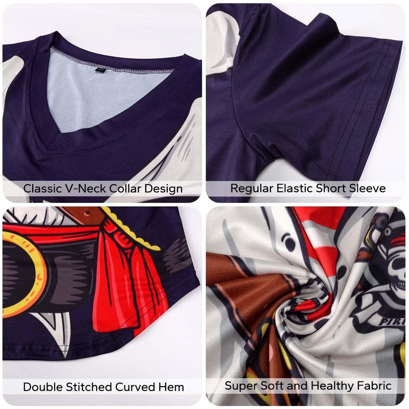 KYKU Pirate Shirt Women Costume V Neck Funny Simple Pirates Costumes Ladies - Image 4