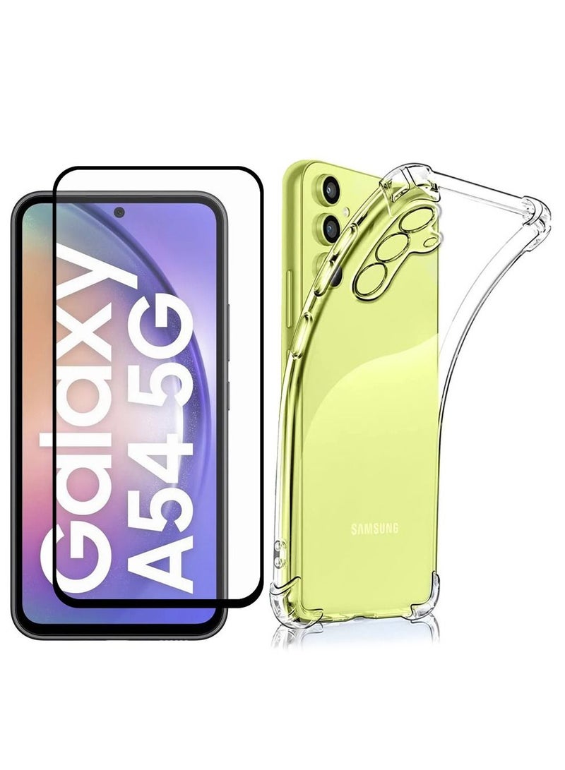 CATANES حزمتين من غلاف سامسونج جالاكسي A54 الشفاف وواقي الشاشة TPU غلاف غوريلا مع زوايا معززة لامتصاص الصدمات مضاد للخدش مضاد للاصفرار غلاف فائق النحافة - Image 2