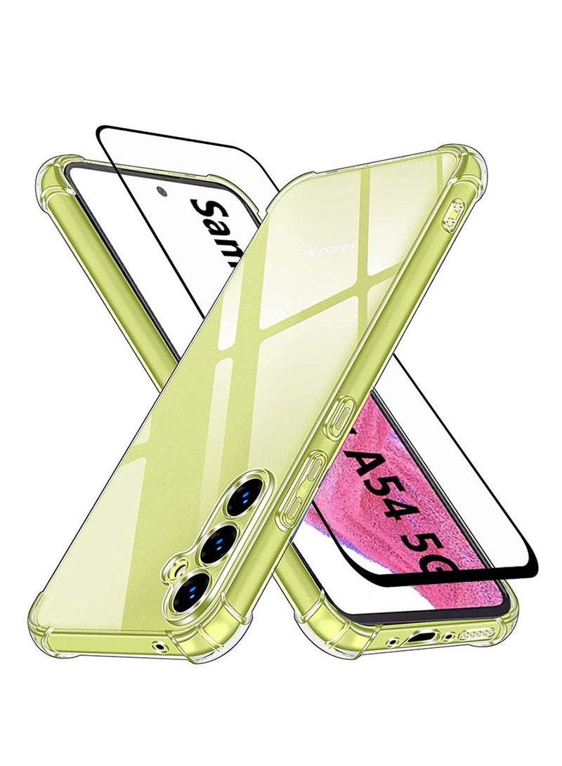 CATANES حزمتين من غلاف سامسونج جالاكسي A54 الشفاف وواقي الشاشة TPU غلاف غوريلا مع زوايا معززة لامتصاص الصدمات مضاد للخدش مضاد للاصفرار غلاف فائق النحافة - Image 3