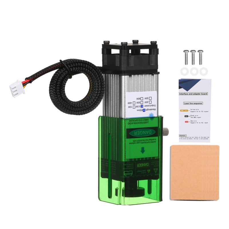 Geevorks 450nm 5.5W Module with Protective Cover Adjustable Focal Length Engraving Head High Speed Engraver Cutter 3D Printer CNC Router Module for DIY Craft Wood Leather Fabric Paper Cutting Engraving - Image 1