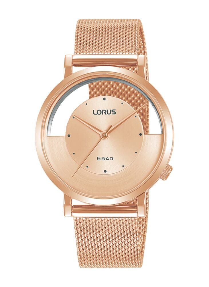 LORUS ساعة لوروس لايت بلون الشمبانيا بمينا أشعة الشمس تناظرية كوارتز ستانلس ستيل للنساء RG272SX9 - Image 1