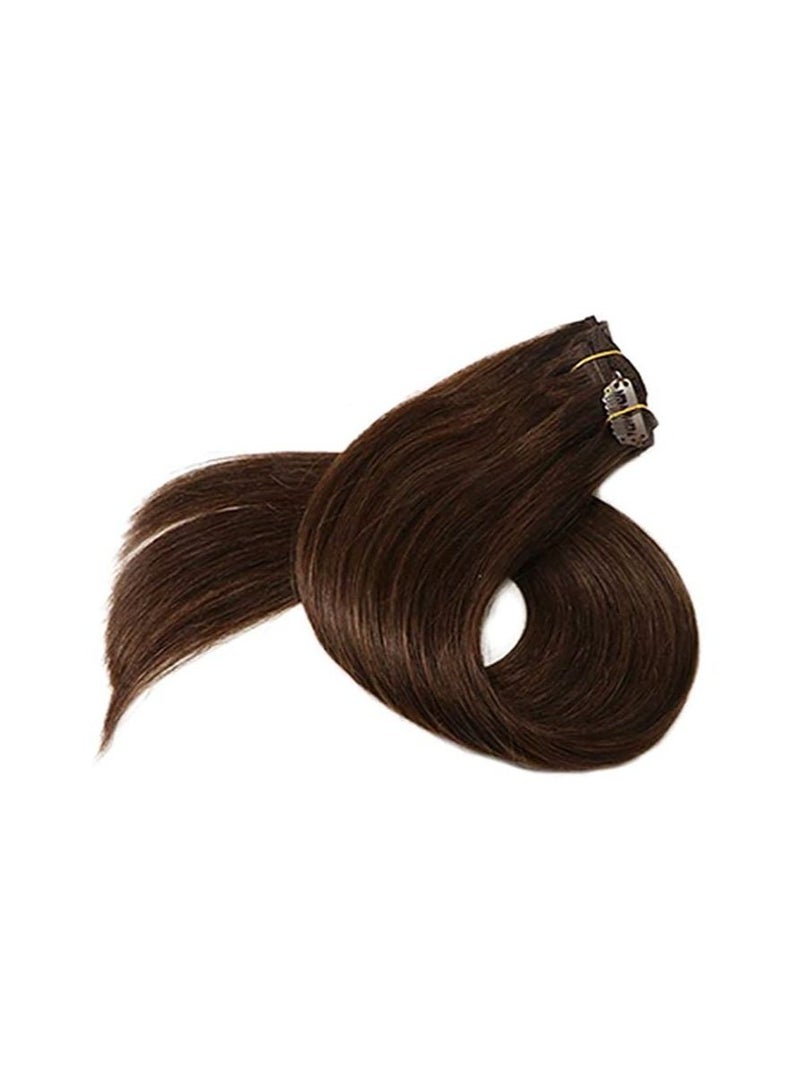 Estelle Clip In Remy Human Hair Extension Silky Straight Weft Dark Brown - Image 2