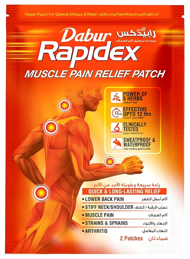 Dabur لصقة رابيدكس لتخفيف آلام العضلات (2 لصقات) - Image 1