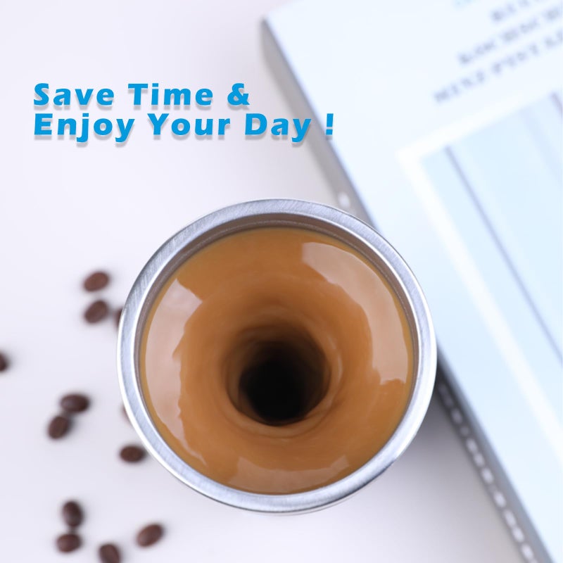 daasigwaa Rechargeable Self Stirring Mug - Magnetic Electric Auto Mixing Stainless Steel Cup for Office/Kitchen/Travel/Home Coffee/Tea/Hot Chocolate/Milk-400 ml/13.5 oz(Black) - Image 2