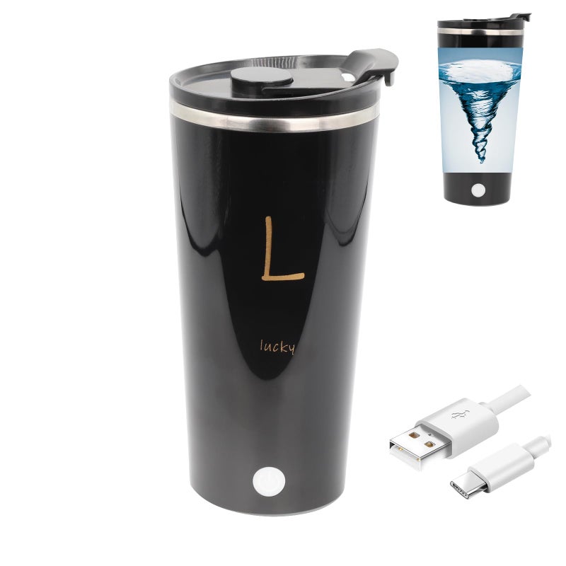 daasigwaa Rechargeable Self Stirring Mug - Magnetic Electric Auto Mixing Stainless Steel Cup for Office/Kitchen/Travel/Home Coffee/Tea/Hot Chocolate/Milk-400 ml/13.5 oz(Black) - Image 1