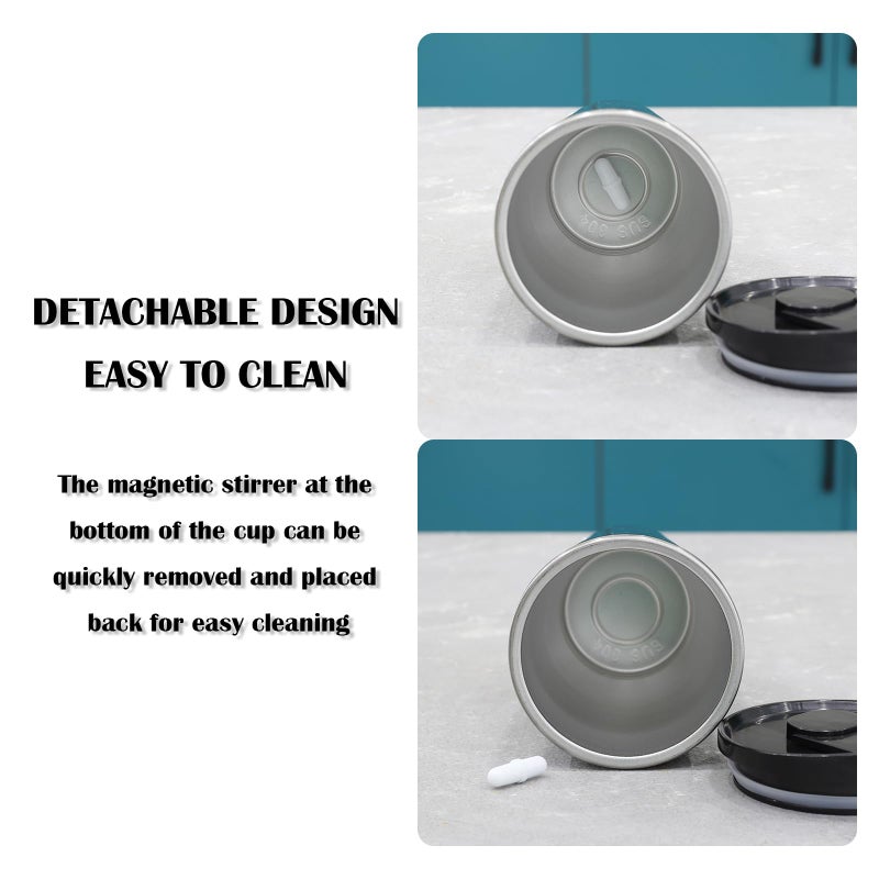 daasigwaa Rechargeable Self Stirring Mug - Magnetic Electric Auto Mixing Stainless Steel Cup for Office/Kitchen/Travel/Home Coffee/Tea/Hot Chocolate/Milk-400 ml/13.5 oz(Black) - Image 3
