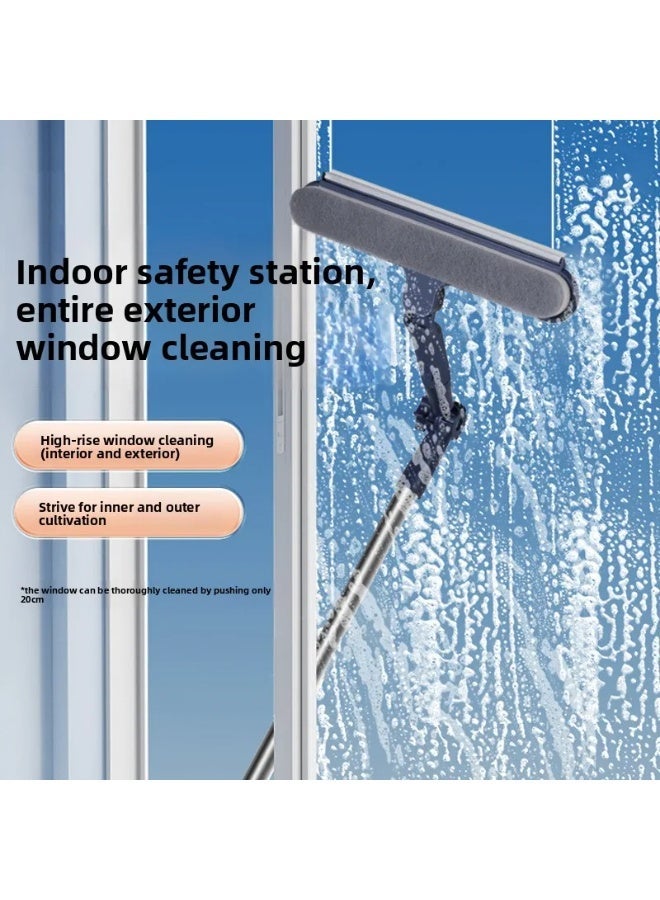 120CM Telescoping Window Cleaning Squeegee, Double-Sided Glass Wiper & Scrubbing Brush for High-Rise Windows - Image 5