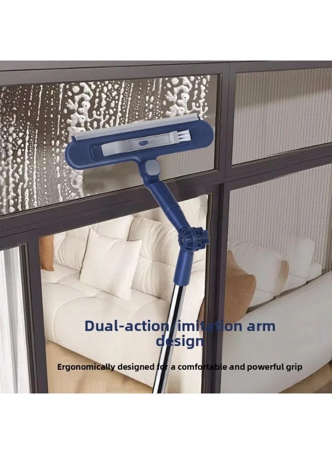 120CM Telescoping Window Cleaning Squeegee, Double-Sided Glass Wiper & Scrubbing Brush for High-Rise Windows - Image 4