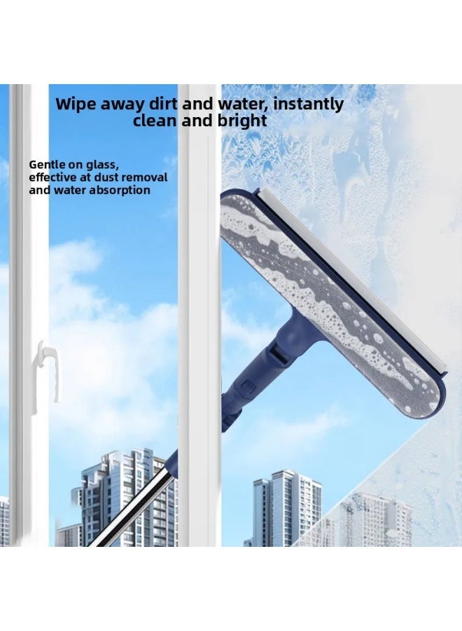 120CM Telescoping Window Cleaning Squeegee, Double-Sided Glass Wiper & Scrubbing Brush for High-Rise Windows - Image 3