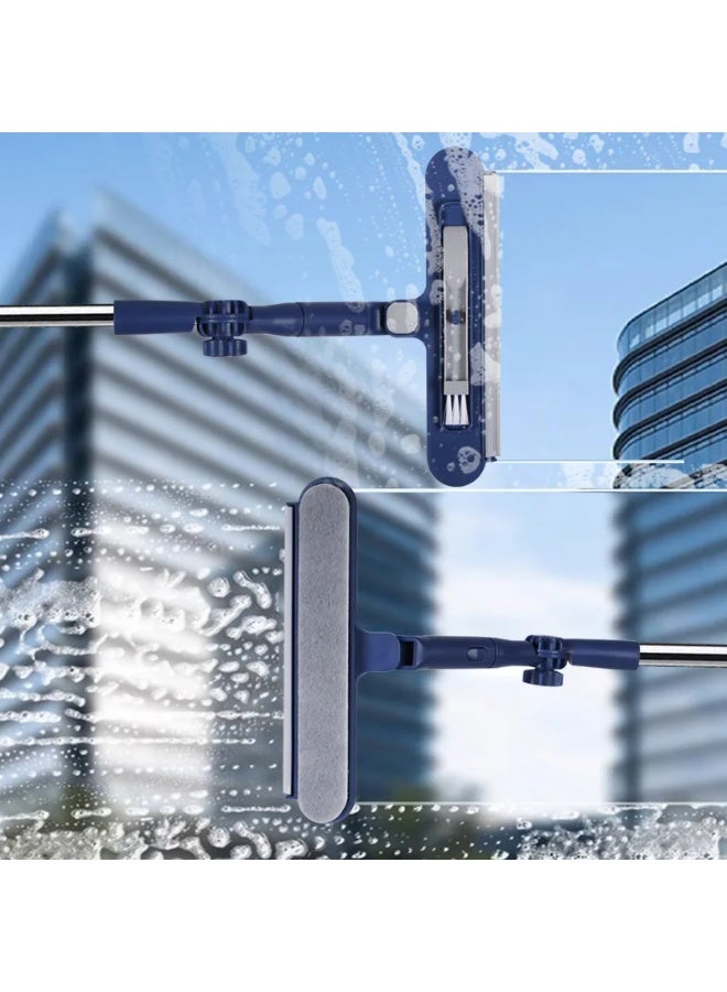 120CM Telescoping Window Cleaning Squeegee, Double-Sided Glass Wiper & Scrubbing Brush for High-Rise Windows - Image 2
